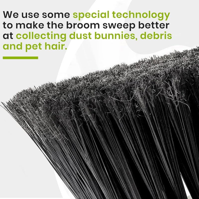 TrueYee Green Indoor Broom 54" Long Handle House Broom for Floor Cleaning Sweeping Broom for Kitchen, Garage, Lobby, Patio and Garden - Image 3